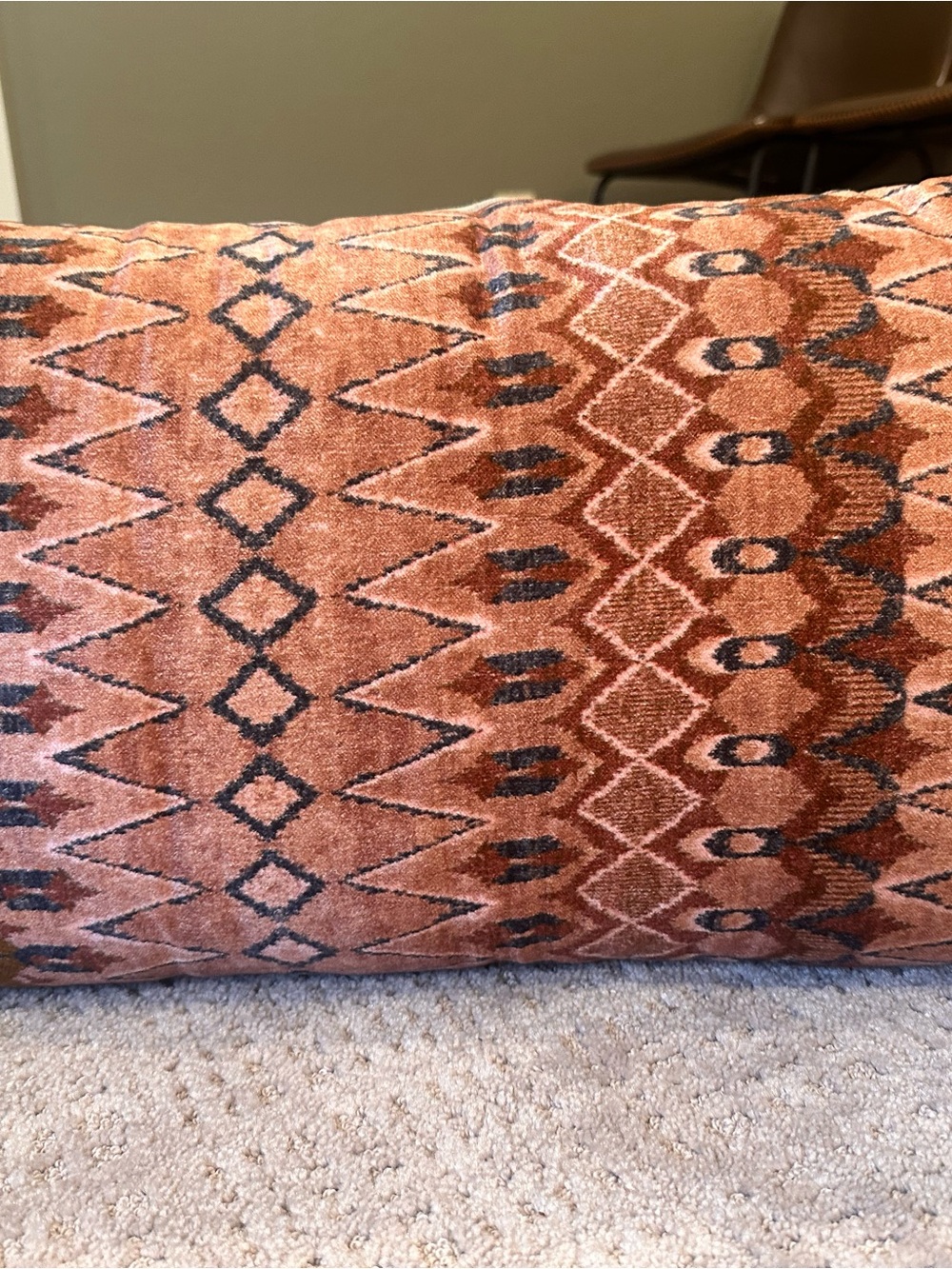 Cost Plus World Market Rust and Black Geometric Accent Pillow
